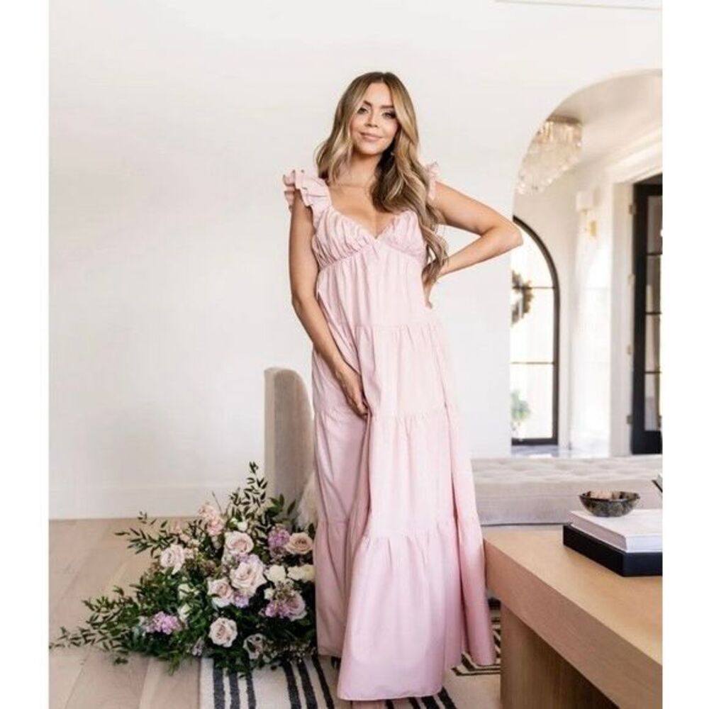 Vici Tru Tiered Ruffle Maxi Dress in Light Peach Large - Picture 9 of 9